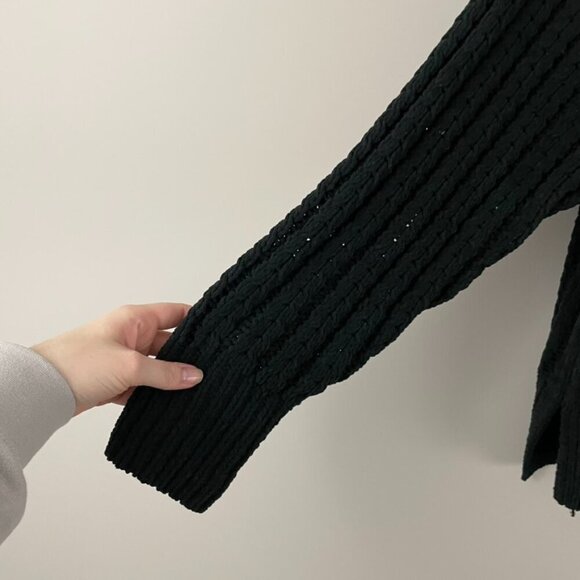 Aerie Cable Car Chenille Quarter Zip Sweater in Black Size XL - Picture 5 of 6